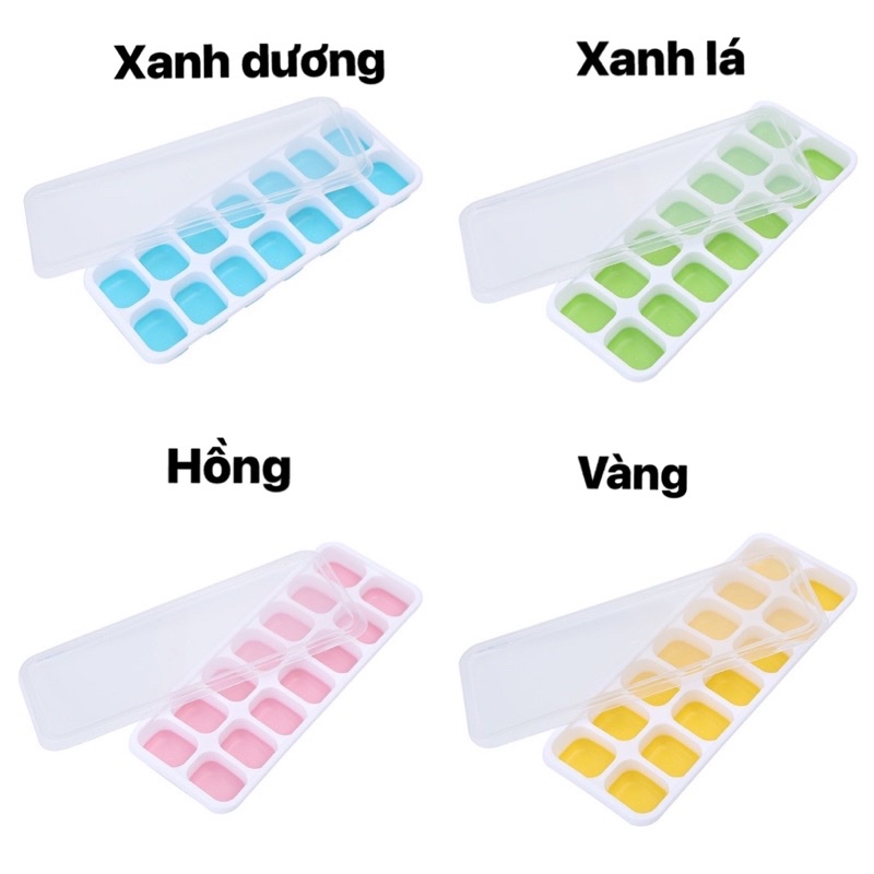Khay đá silicon có nắp đậy 14 viên , Khay làm thạch , làm kem tiện lợi