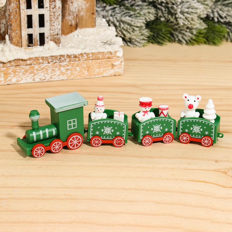 Set 4 Xe Lửa Nhựa Trang Trí Giáng Sinh Năm Mới 2024