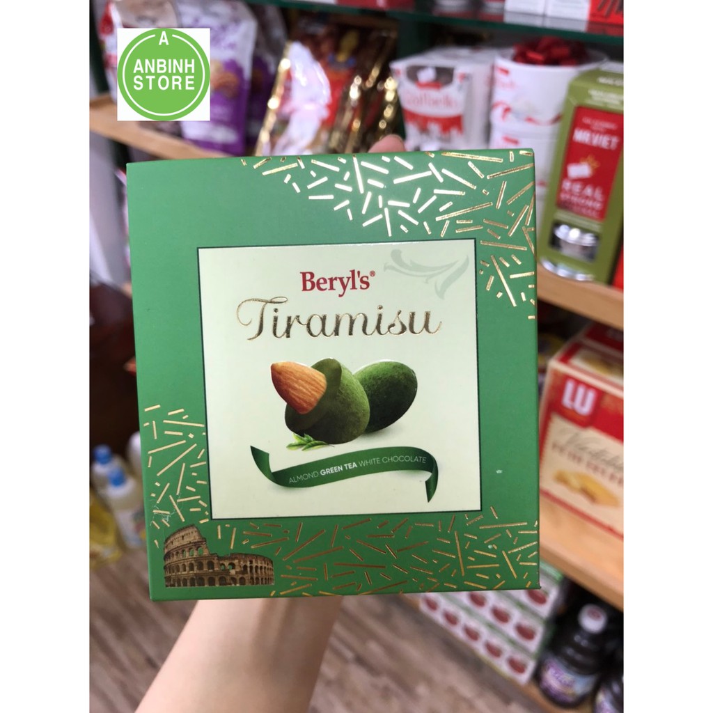 Socola trà xanh hạnh nhân phủ Tiramisu Malaysia 100g.