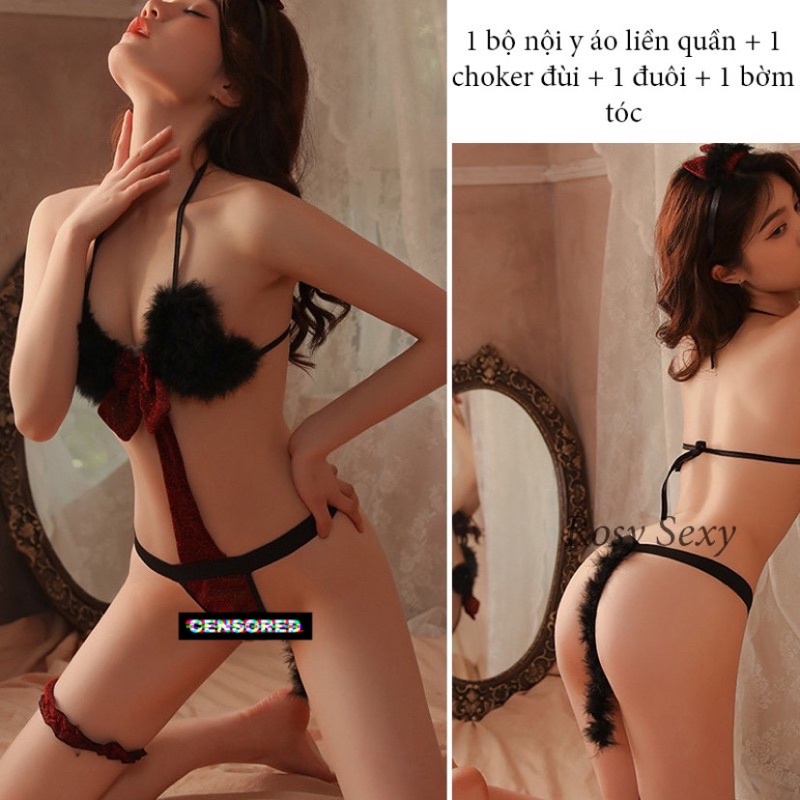 Bộ đồ hai mảnh phối màu đen đỏ cuốn hút LG218018