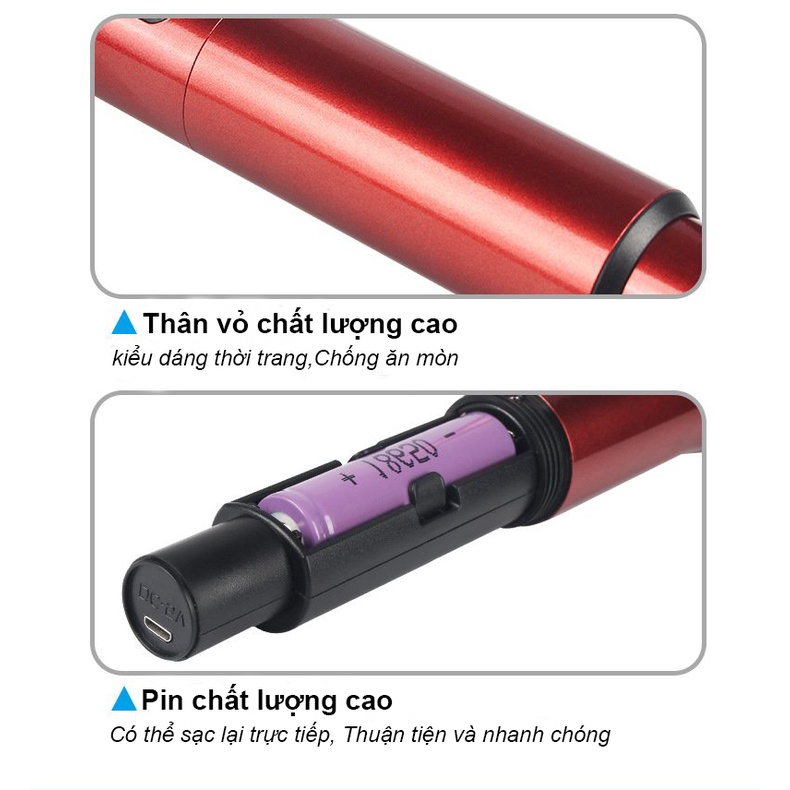 Micro karaoke không dây cao cấp Ontekco MU 02 pin sạc sóng UHF Wireless - Bảo hành 12 Tháng