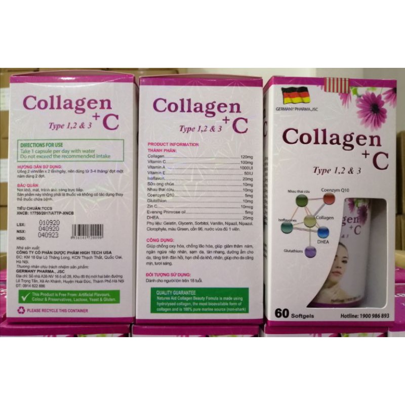 Viên uống COLLAGEN +C. Đẹp da, sáng da giảm thâm nám.