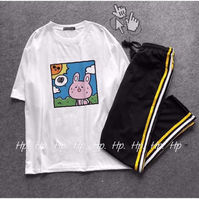 Sét áo thỏ mặt trời vuông + quần LINE THP865