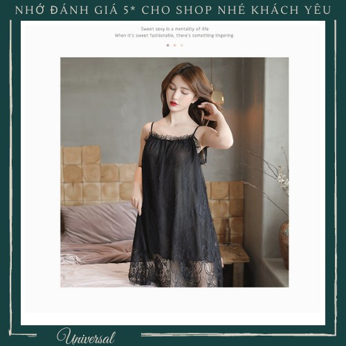 Váy Ngủ Lụa Viền Ren Chất Satin Mỏng Nhẹ Cao Cấp Sexy Gợi Cảm UNIVERSALXXX - DNS17