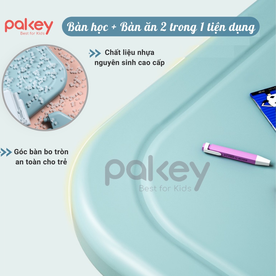 Bộ Bàn Học Cho Bé Cao Cấp 2in1 Pakey Dày Dặn, Bàn Ghế Đa Năng Sẵn 2 Màu, Bảo Hành 1 Năm