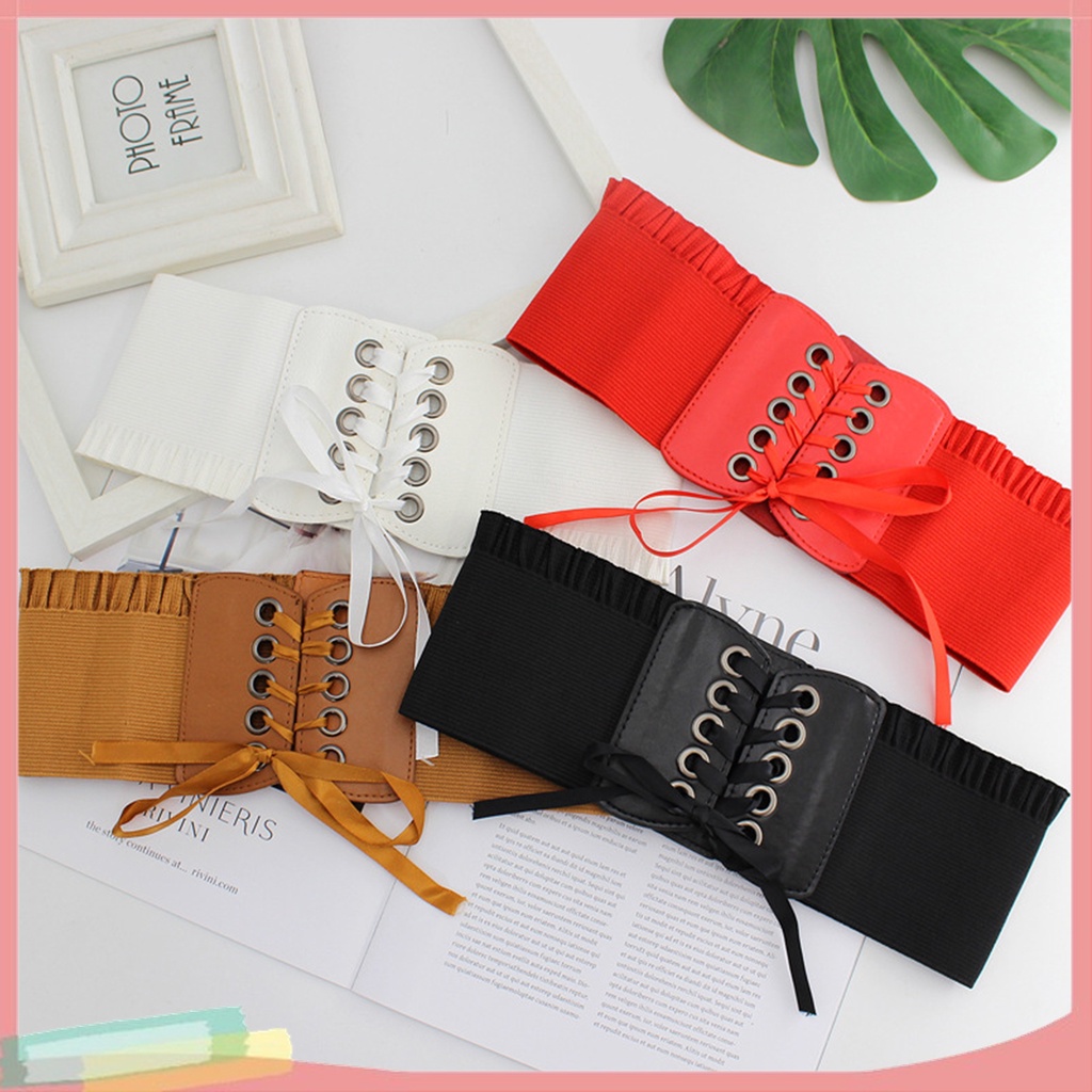 Thắt Lưng Nữ Phối Ren Co Giãn Phong Cách Retro