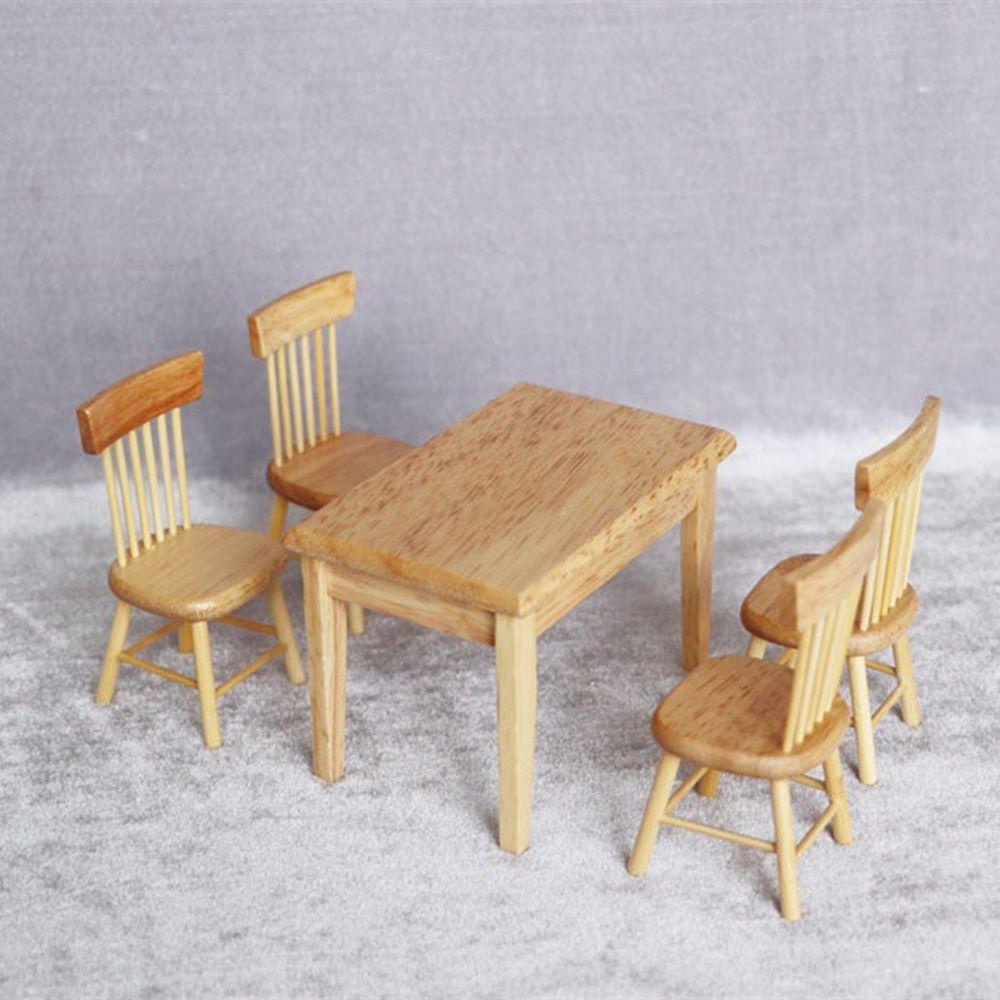 LAYOR1 Wooden Dining Table 3 Styles 1/12 Dollhouse Accessories Doll House Decoration