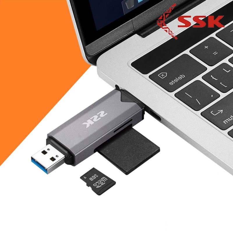 Đầu đọc thẻ nhớ đa năng SSK SCRM390 TypeC &amp; USB 3.0 - đọc thẻ SD/TF Card (Xám) - Phụ Kiện 1986