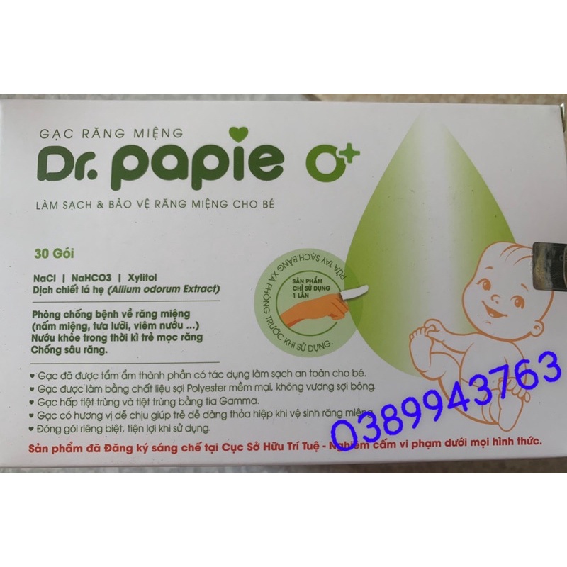 Gạc rơ lưỡi vệ sinh răng miệng Dr. papie (hộp 30 chiếc)