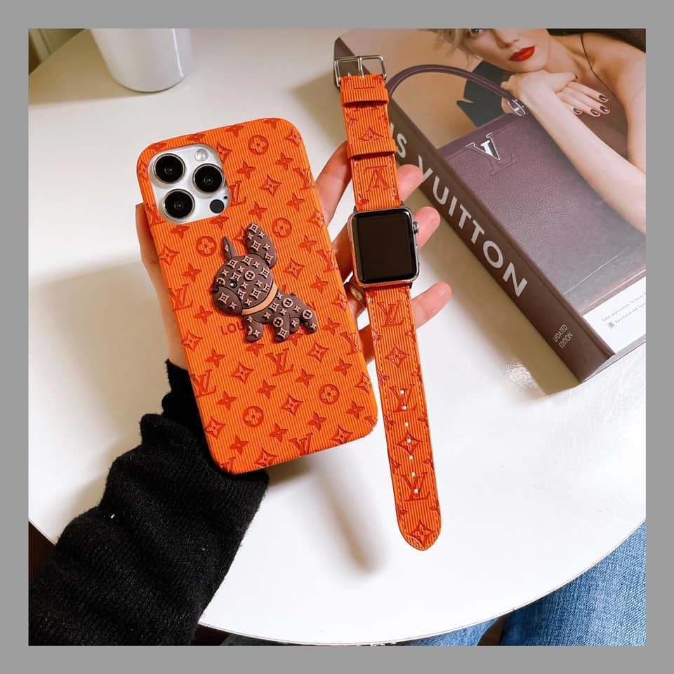 Ốp da chó L.V màu cam ip 7plus/8plus/X/Xs/Xsmax/11/11promax/12/12pro/12promax/13pro/13promax