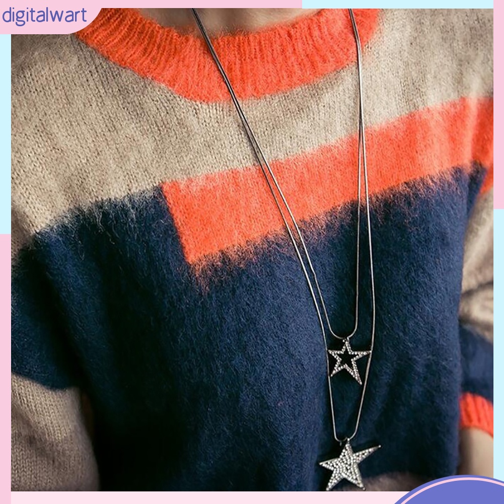 Dây chuyền mặt ngôi sao nhiều lớp đính đá pha lê