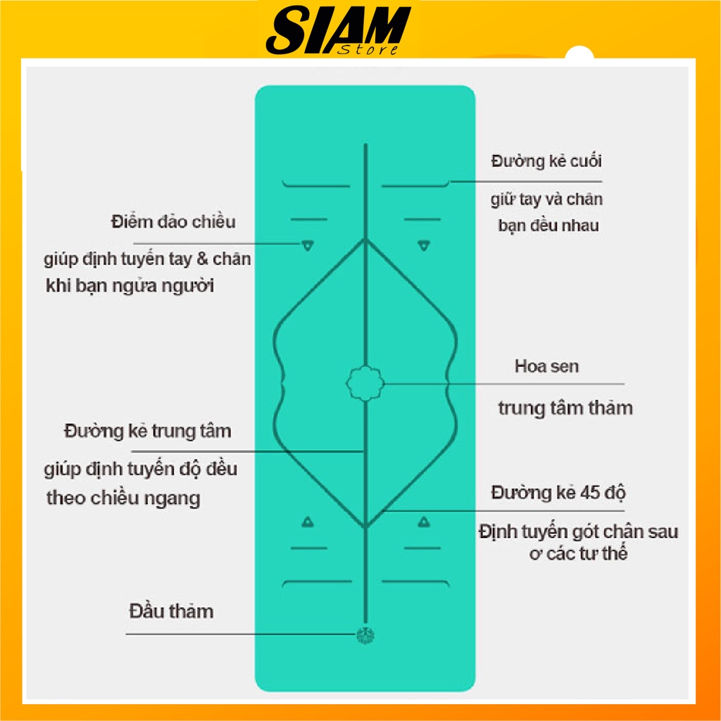 THẢM TẬP YOGA ĐỊNH TUYẾN TPE 2 LỚP CHỐNG TRƯỢT CAO CẤP  SIAM SPORT