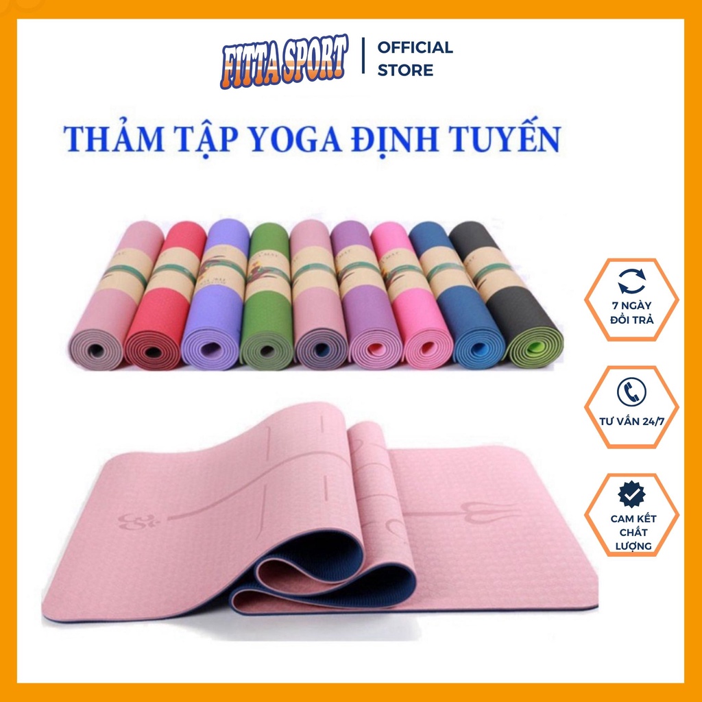 Thảm Tập Yoga TPE 2 Lớp 6mm Định Tuyến Cao Cấp Chống Trượt YO37