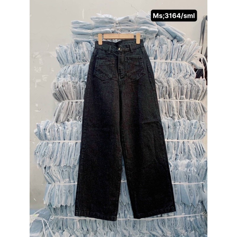 Quần baggy jeans, quần bò jean baggy ống rộng lưng cao màu đen, đen xám nhiều mẫu