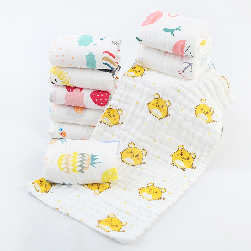 25*25CM Khăn sữa xô 6 lớp rửa mặt loại dày siêu mềm mại cho bé