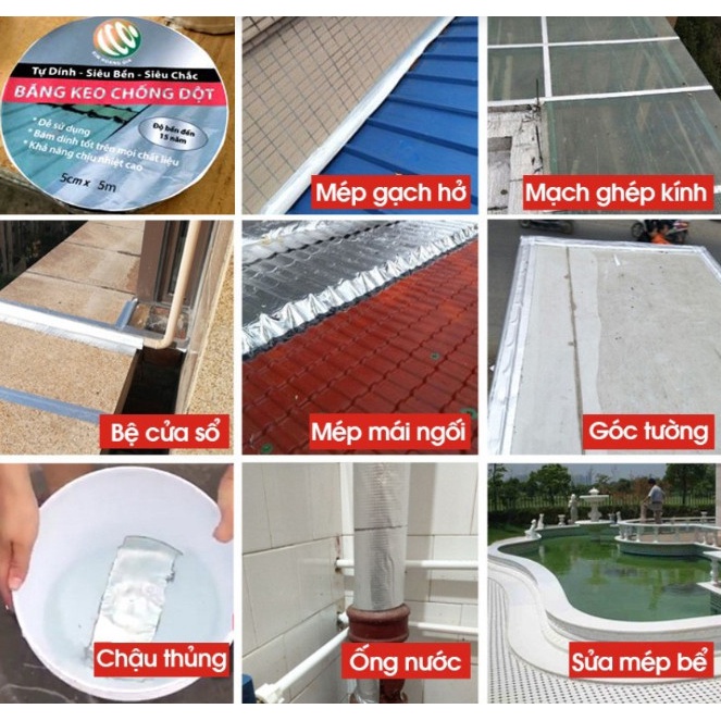 Băng keo tráng nhôm chống thấm chịu nhiệt siêu bền size nhỏ