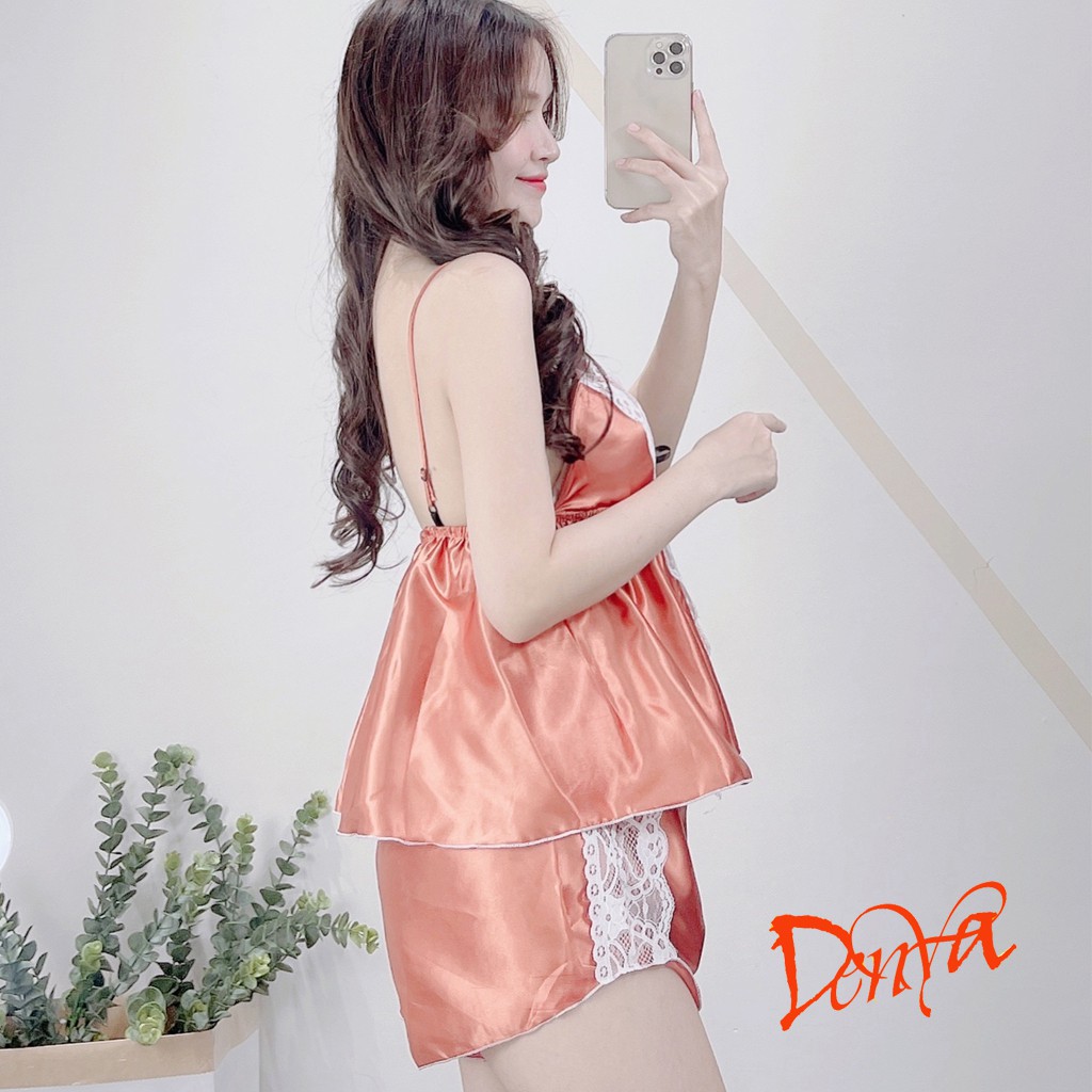 Đồ bộ bigsize Denya có mút ngực kèm dây tăng đơ chất lụa phi mềm mịn quyến rủ DN32