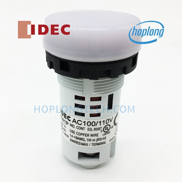 YW1P-1UQHW IDEC Đèn báo phi 22 màu trắng nắp phẳng màu trắng 100-110V