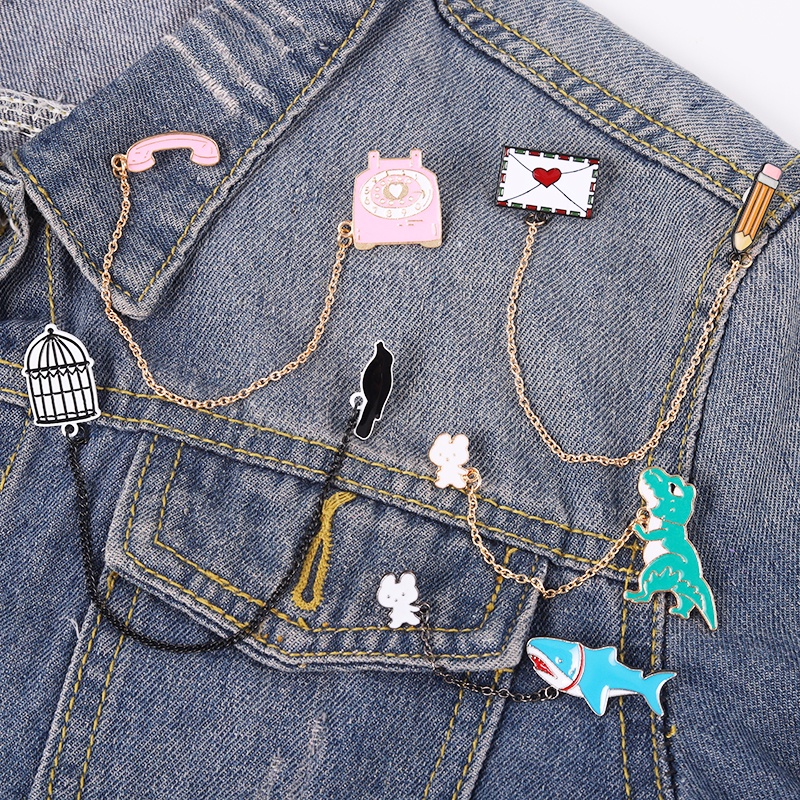 Huy hiệu cài áo thiết kế động vật/ đồ vật hoạt hình đáng yêu