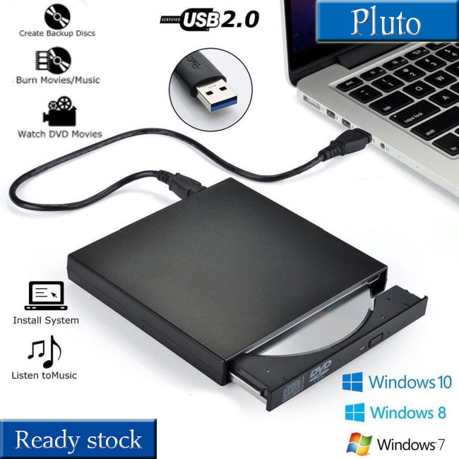 Ổ đĩa CD DVD ngoài có chức năng ghi đĩa & USB cho Windows 98/8/10