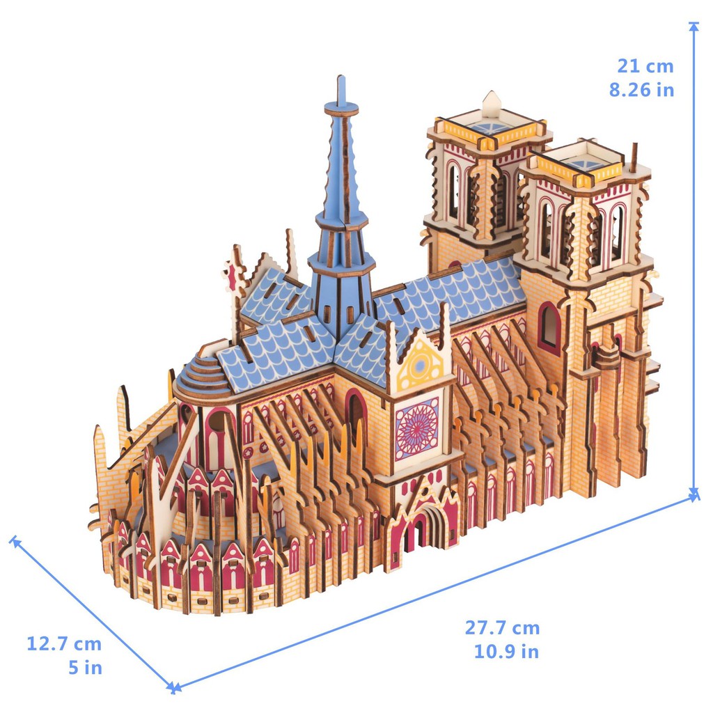 Đồ chơi lắp ráp gỗ 3D Mô hình Nhà Thờ Đức Bà Notre Dame Cathedral Laser