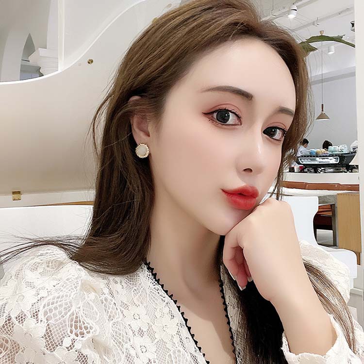 Khuyên tai kẹp không bấm lỗ chốt cố định K226 bằng hợp kim mạ vàng hình tròn đính đá dáng ngắn Leous Accessories