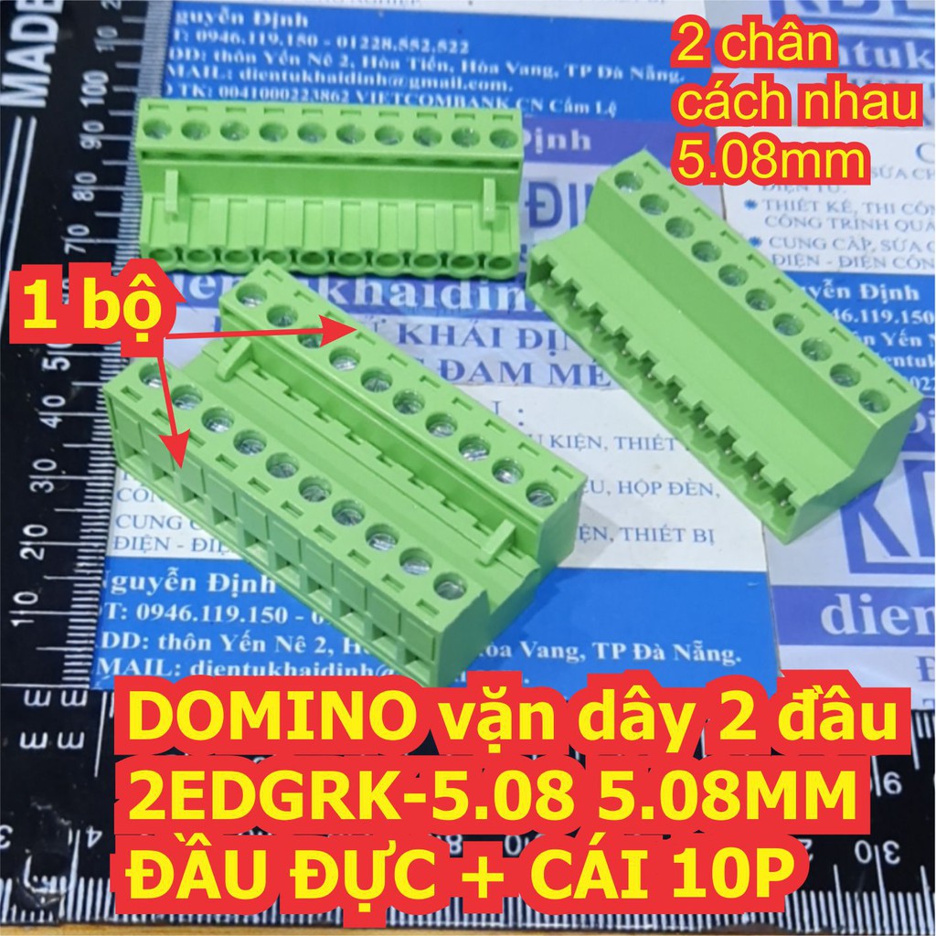 DOMINO, TERMINAL ĐẦU NỐI vặn dây 2 đầu 2EDGRK-5.08 5.08MM ĐẦU ĐỰC + CÁI các loại 2P ~ 12P kde6906