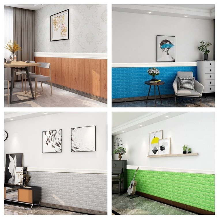 Cuộn Dây Xốp Dán Viền Tường Trang Trí 3D Chống Thấm Nước 230Cm