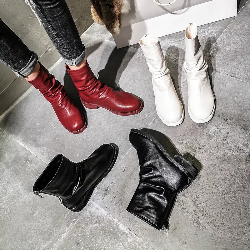 [Sẵn Kho} Boot Lửng Cổ Nhăn Khóa Sau Siêu Hót (Chất Da mềm Form Rộng) X25_1017