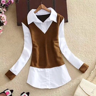 Sơmi phối len ghile Hàn Quốc
