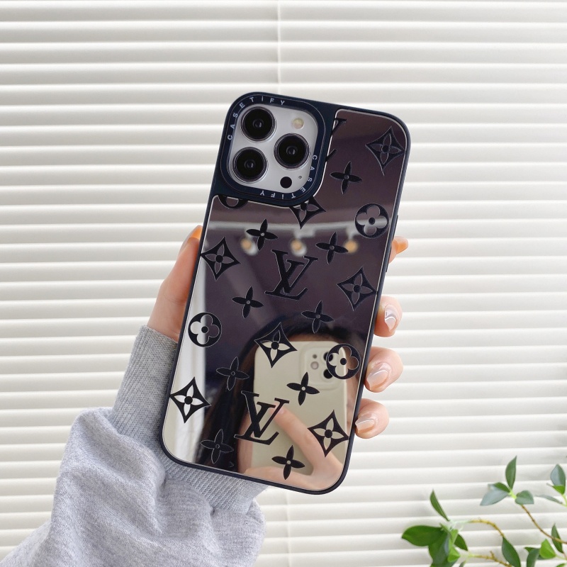 Ốp Điện Thoại Mặt Gương Chống Sốc Chống Rơi Họa Tiết Lv Cho iPhone 13 12 11 Pro Max Mini XS XR X