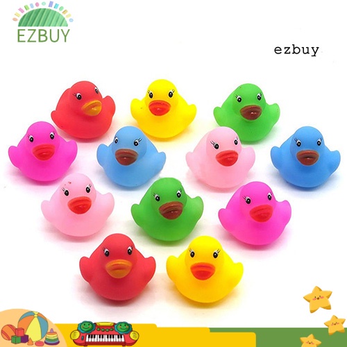 Bộ 12 đồ chơi bồn tắm hình chú vịt nhiều màu tùy chọn có âm thanh vui nhộn cho bé