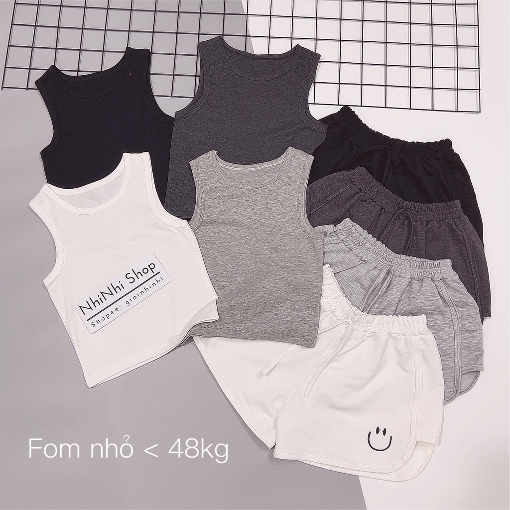 Bộ ngủ sát nách thun trơn dáng ôm, Sét đồ ngủ quần nỉ da cá co giãn BN0084 - NhiNhi Shop