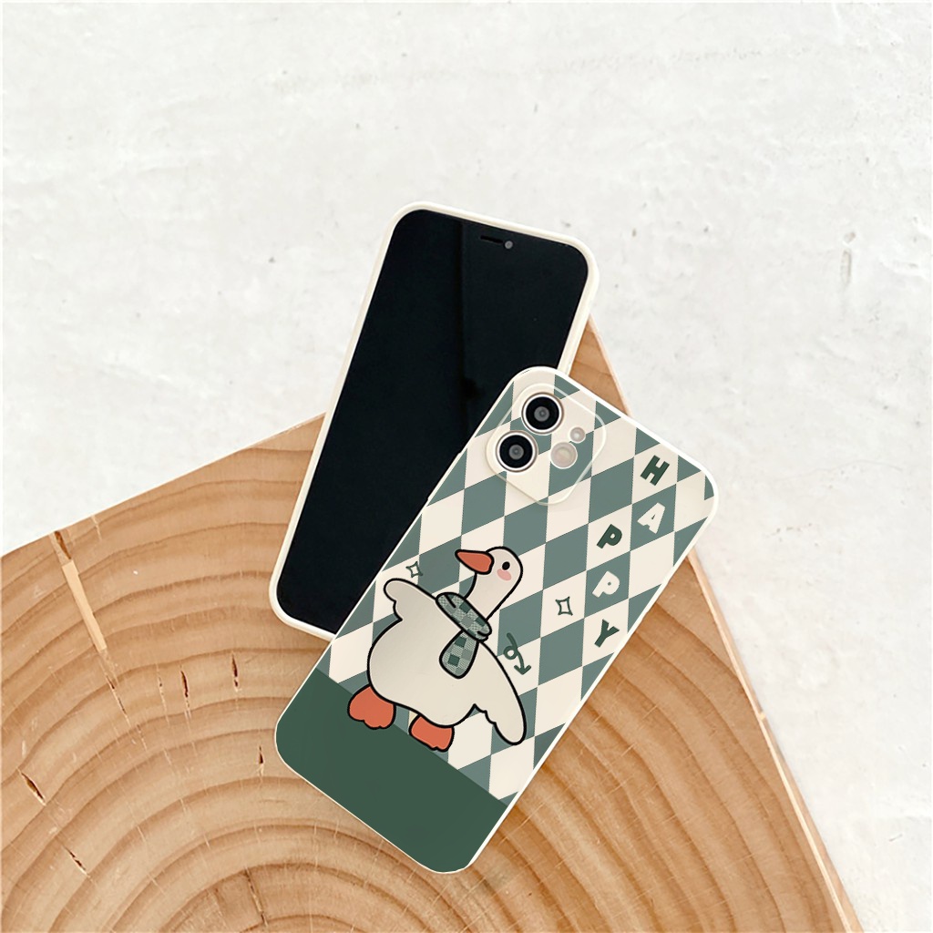 Ốp lưng iphone Duck Happy ốp iphone vuông cạnh vịt Happy cho iPhone 13 12 11ProMAX 6 6s 7 8Plus XR X XS 11 12promax e199