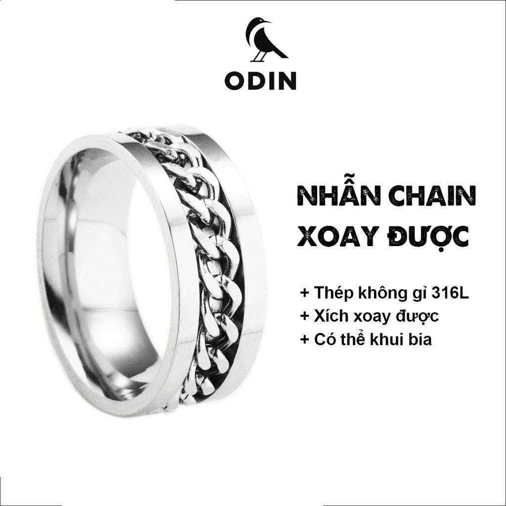 Nhẫn Chain titan bản xoay - Thép Titanim 316L - Bảo hành 12 tháng