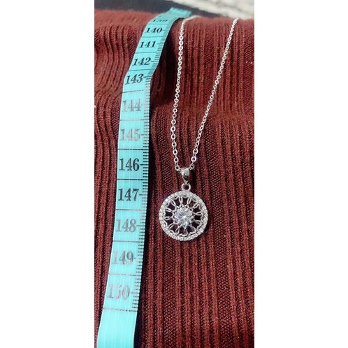 Mặt dây chuyền tròn hoa mặt trời bạc thật nạm đá cz NGỌC MẬU