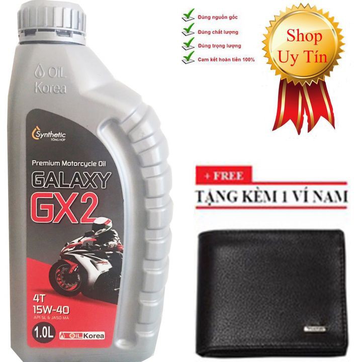 Nhớt xe máy số Galaxy GX2 Hàn Quốc cao cấp - 1000ml - Tặng ví nam