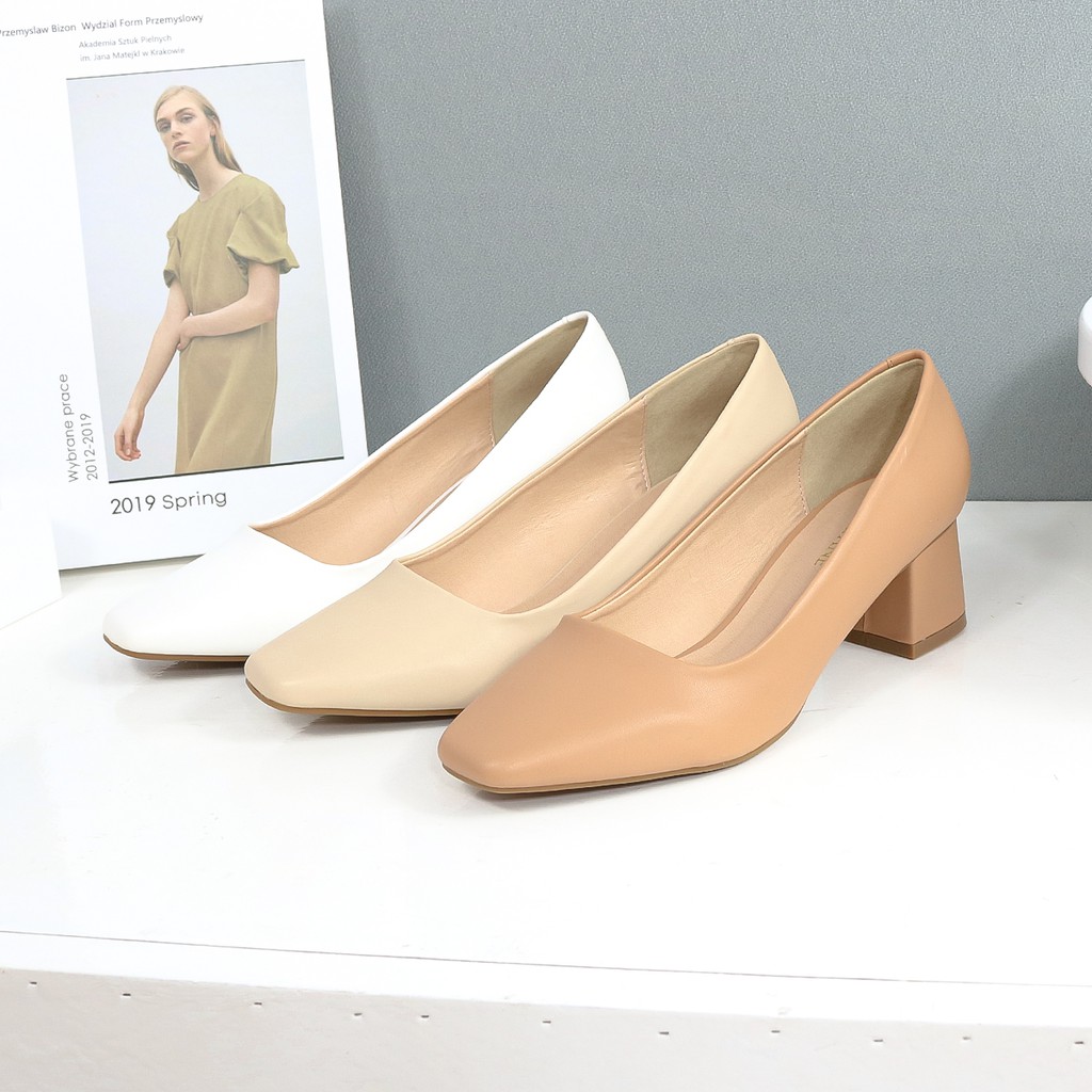 GIÀY CAO GÓT THỜI TRANG NỮ BÍT MŨI KIỂU DÁNG CƠ BẢN CAO 5CM MÀU NUDE CAO CẤP