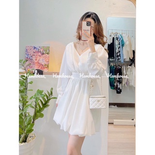 Váy cổ v chun eo , hàng xịn , chất vải dày dặn , dễ thương bico 406