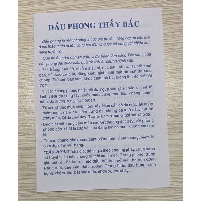 Dầu Phong Thầy Bắc