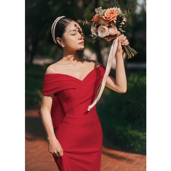 MS1258Y ĐẦM BODY ĐUÔI CÁ BẸT VAI NƠ LƯNG   full size S/M/L/XL