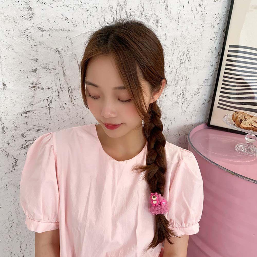 Kẹp Tóc Vải Lông Cừu Đính Hình Gấu Dâu Tây Hoạt Hình 15H Phong Cách Hàn Quốc Ngọt Ngào