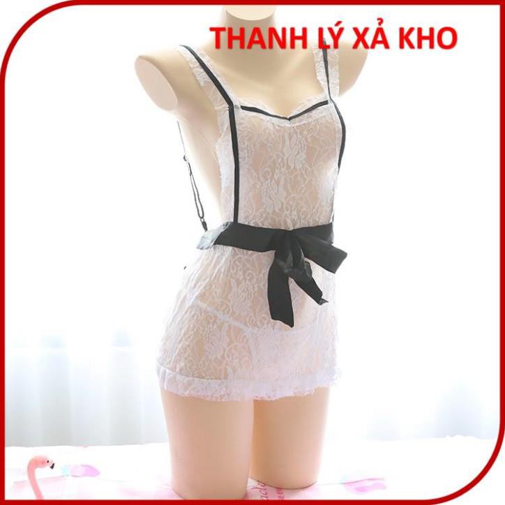 Bộ đồ ngủ cosplay cô giúp việc quyến rũ, đầm ngủ hở lưng cô hầu gái, váy 2 dây xuyên thấu sexy cosplay | BigBuy360 - bigbuy360.vn