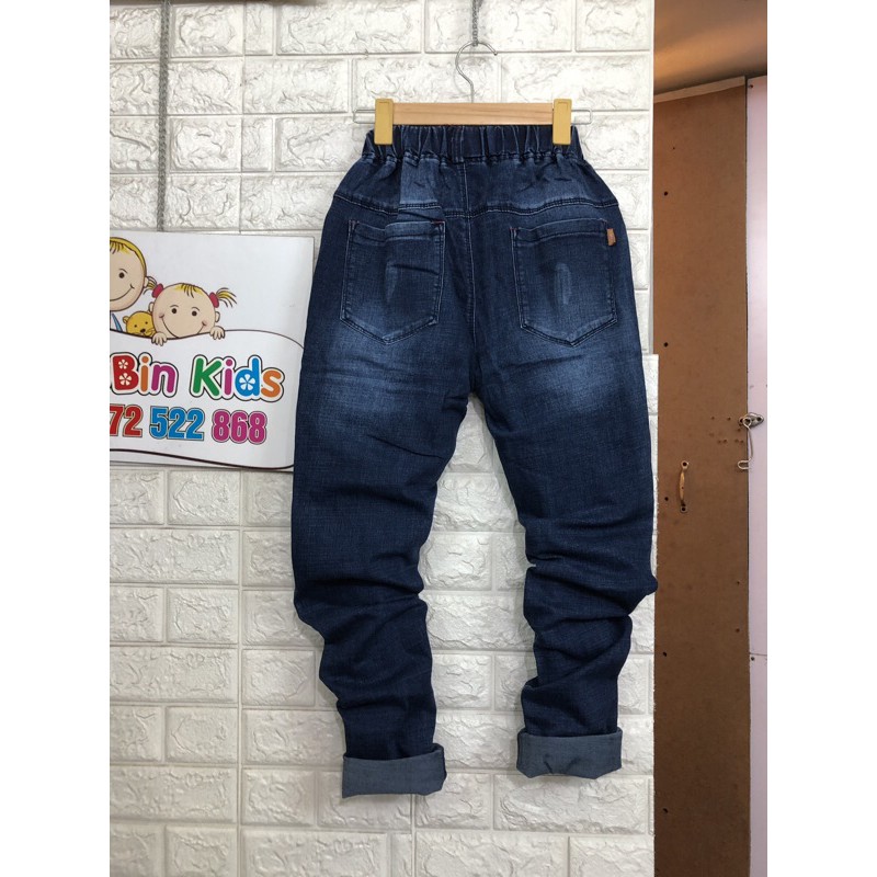 SB9001 - Quần bò quần jean cho bé lớn  xanh sz 35-50kg quần jeans be trai cạp chun