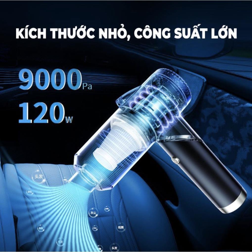Máy Hút Bụi Ô tô Cầm Tay - Hút Bụi Không Dây - Máy Hút Bụi Mini Cực Mạnh 9000PA - 120w Dây Sạc USB - M3- DUTUMI