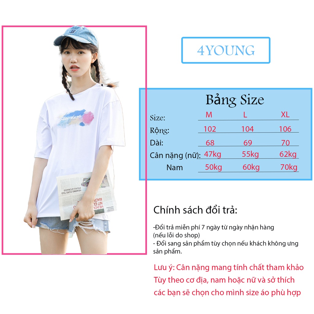 Áo thun nam nữ form rộng tay lỡ thời trang 4YOUNG ATTL06 | BigBuy360 - bigbuy360.vn
