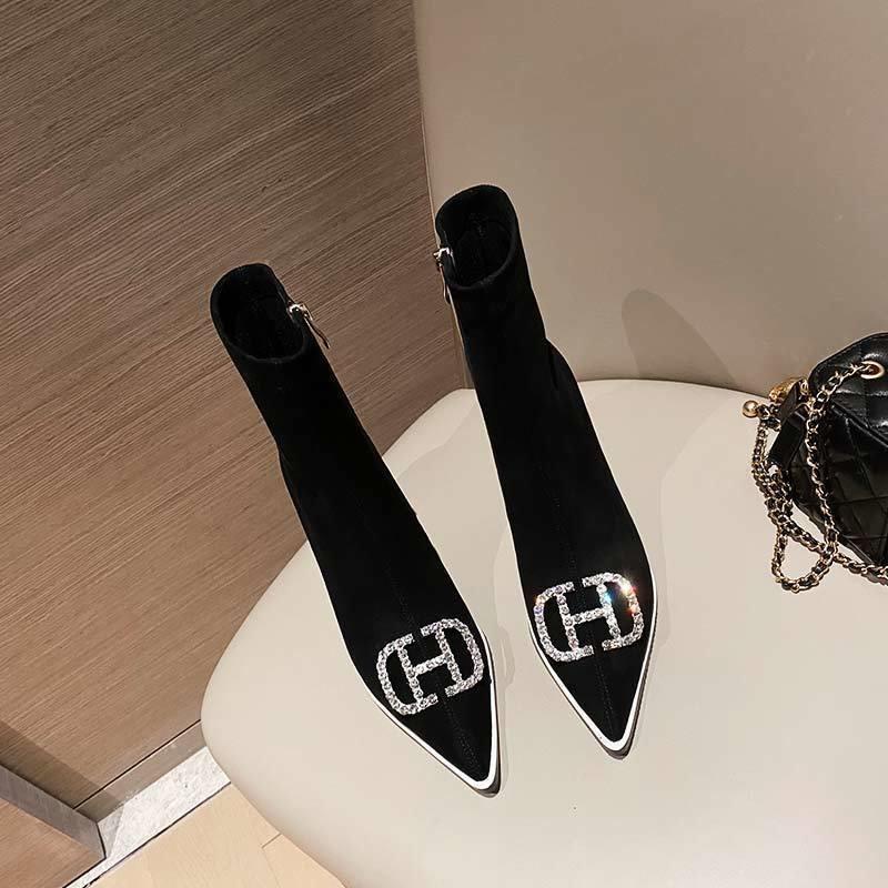 ❂♨Giày Boots mũi nhọn đính đá phong cách thời trang âu mỹ dành cho nữ | BigBuy360 - bigbuy360.vn