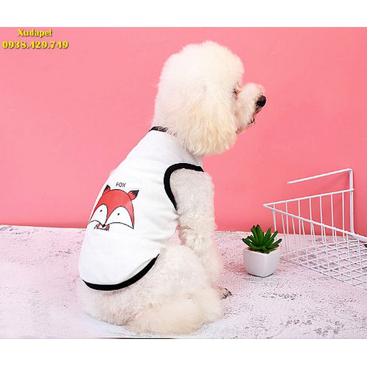 [MUA NHIỀU GIẢM GIÁ] Áo 3 Lỗ Cho Chó Mèo Hình Thú Trắng Viền Đen Cực Cute thú cưng thấy dễ chịu, mát mẻ hơn SP005209