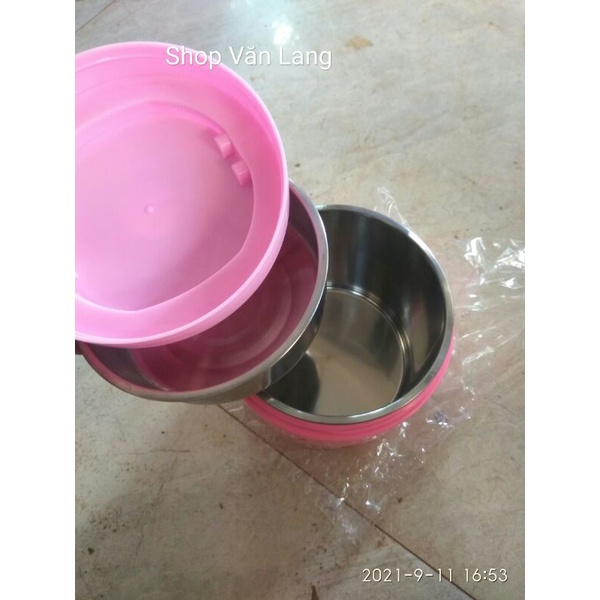 Cặp lồng giữ nhiệt Song Long 2 tầng màu xanh và hồng