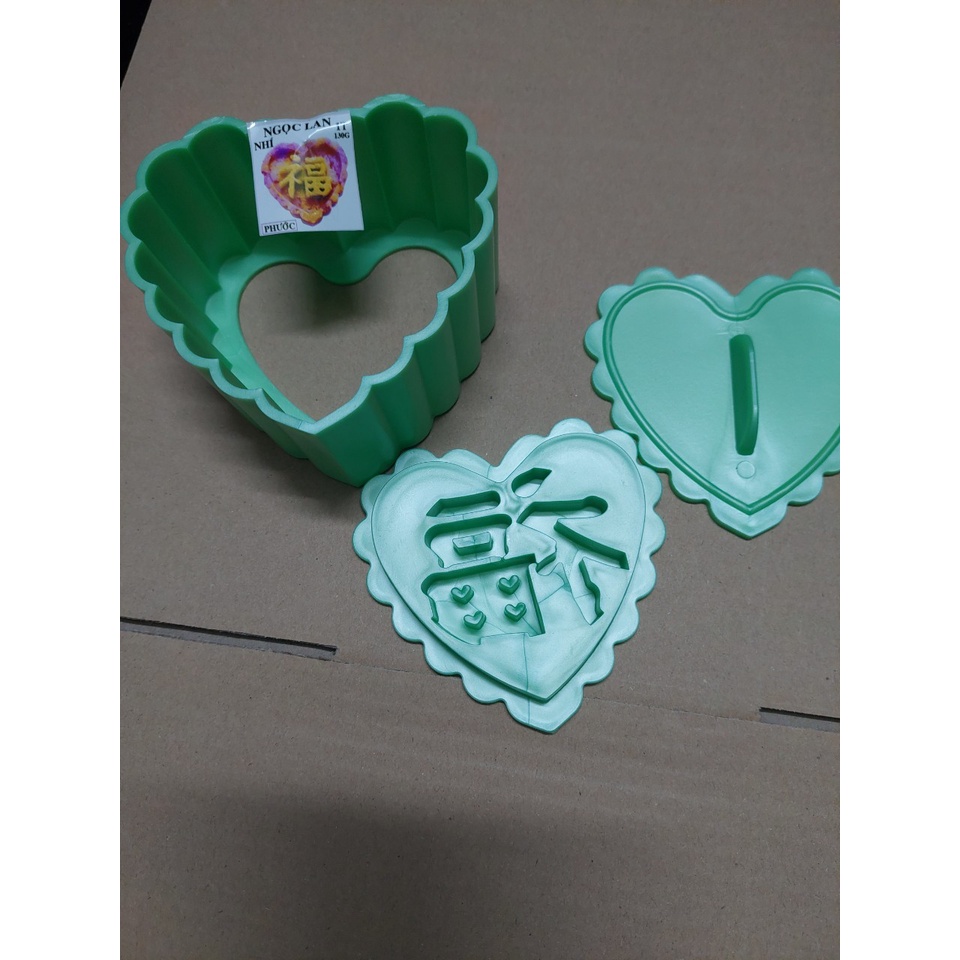 KHUÔN XÔI TIM XANH 9 CM CHỮ PHƯỚC NGOC LAN